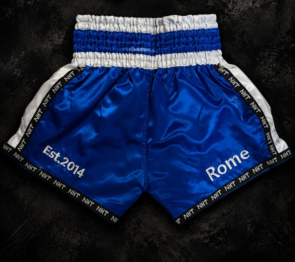 Thai Shorts — Blue / White — NKT Muay Thai official gear 2